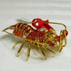 Metal and Enamel Lobster Ornament NWT with reticulated tail
